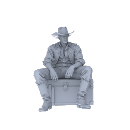 MRY-SFW 129 1/64 Western Cowboy Casual Pose3 Game Theme Wargame Resin White Model Wargame Miniature Soldier Scene Character Hand Painted Hand Paint