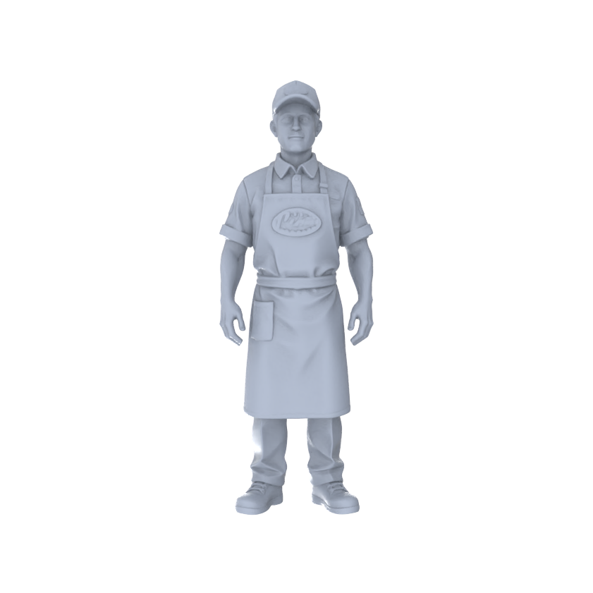 Yao's Studio LYTR206  Unpainted Miniature 2-Piece Set - Shop Owner & Staff Figures to Build Immersive Street Scenes Miniatures Diorama Resin Figures