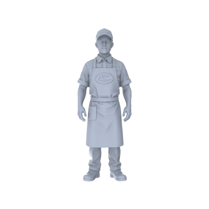 Yao's Studio LYTR206  Unpainted Miniature 2-Piece Set - Shop Owner & Staff Figures to Build Immersive Street Scenes Miniatures Diorama Resin Figures