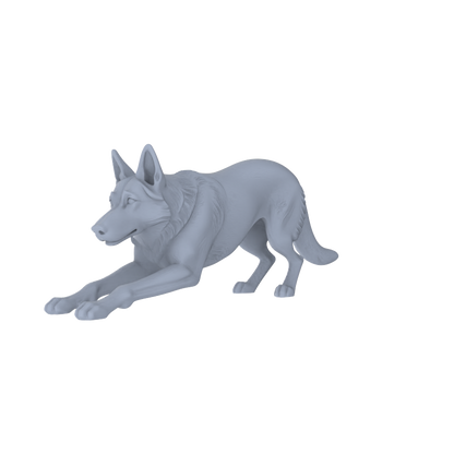 Yao's Studio LYTR191 German Shepherd Resin Miniature Model 4-Figure Set, Unpainted Dynamic Pose Figures, DIY Painting Scene Decoration Miniatures Diorama Resin Figures