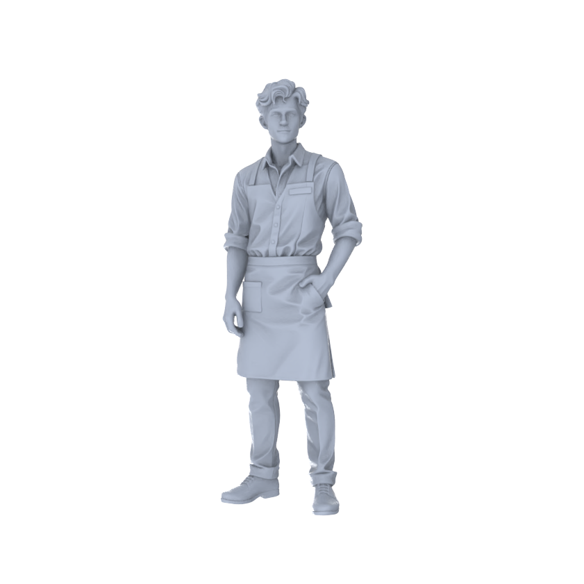 Yao's Studio LYTR213 Unpainted Miniature 5-Piece Set - Multi-Role Service Staff & Security Scene Models for Detailed Dioramas Miniatures Diorama Resin Figures