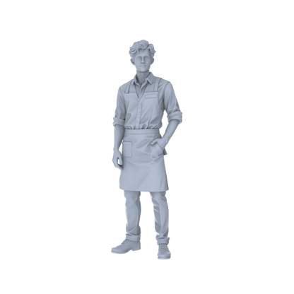 Yao's Studio LYTR213 Unpainted Miniature 5-Piece Set - Multi-Role Service Staff & Security Scene Models for Detailed Dioramas Miniatures Diorama Resin Figures