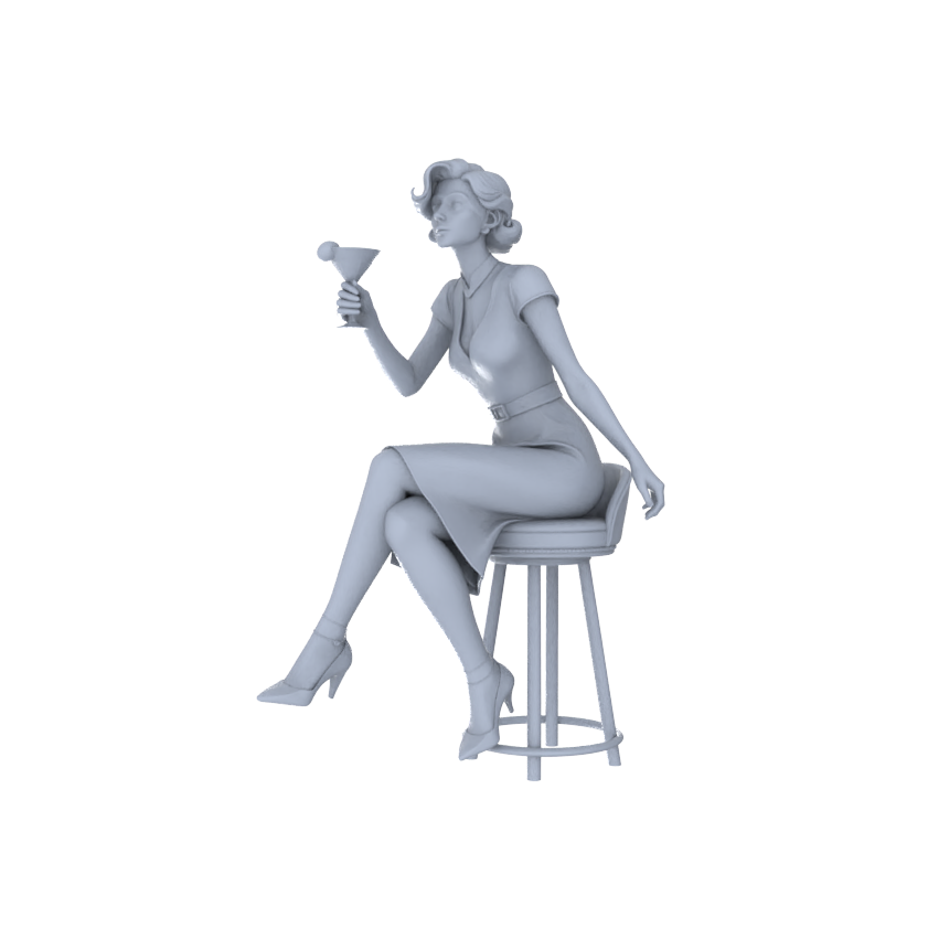 Yao's Studio LYTR214  Unpainted Miniature 4-Piece Set - Cocktail Party & Bar Scene Models for Realistic Dioramas Miniatures Diorama Resin Figures
