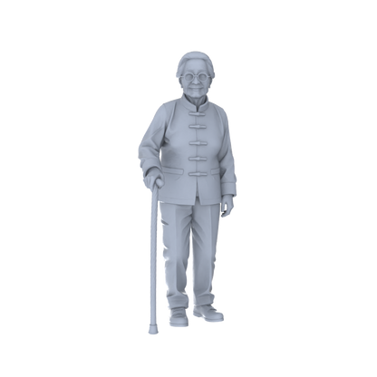 Yao's Studio LYTR219 Unpainted Miniature Urban Scene 5-Piece Set - Elderly Exercising, Resting on Bench & Cat for Diorama Creation Miniatures Diorama Resin Figures