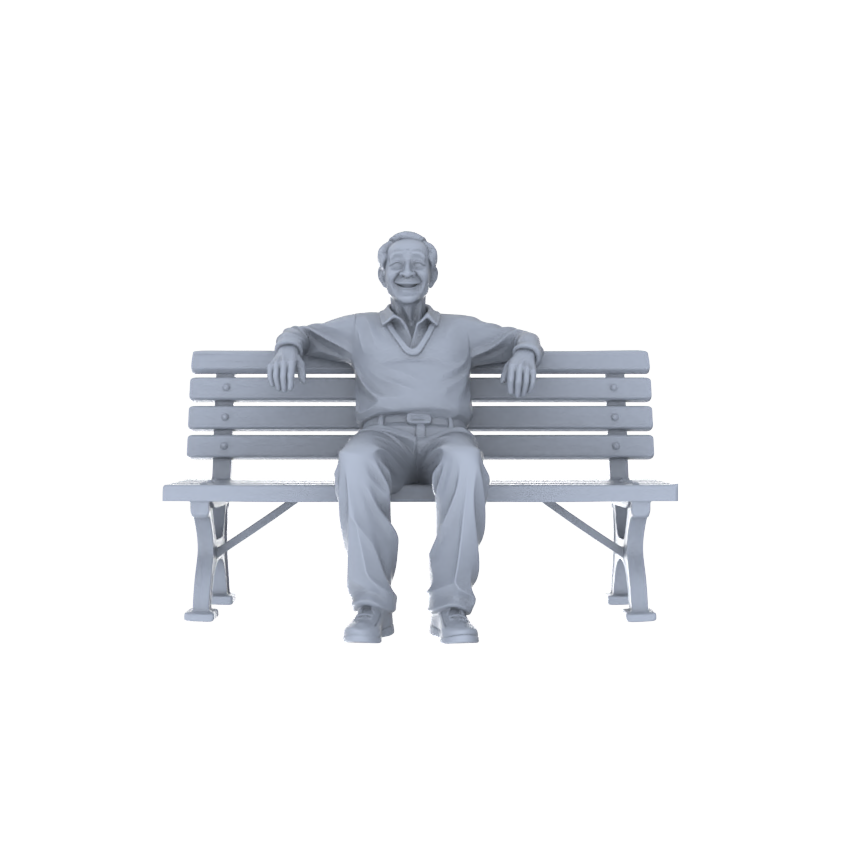 Yao's Studio LYTR219 Unpainted Miniature Urban Scene 5-Piece Set - Elderly Exercising, Resting on Bench & Cat for Diorama Creation Miniatures Diorama Resin Figures