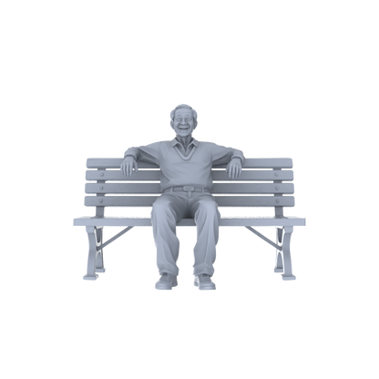 Yao's Studio LYTR219 Unpainted Miniature Urban Scene 5-Piece Set - Elderly Exercising, Resting on Bench & Cat for Diorama Creation Miniatures Diorama Resin Figures