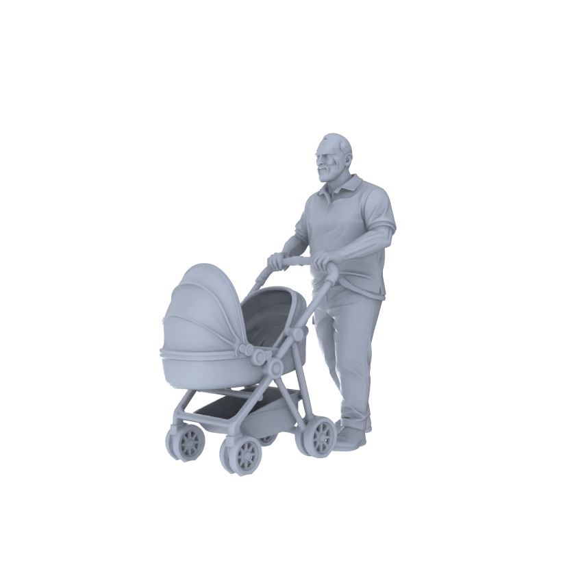 Yao's Studio LYTR220 Unpainted Miniature Community Scene 5-Piece Set - Father with Stroller, Sports Teen & Pedestrians for Diorama Creation
 Miniatures Diorama Resin Figures