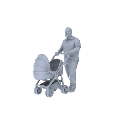 Yao's Studio LYTR220 Unpainted Miniature Community Scene 5-Piece Set - Father with Stroller, Sports Teen & Pedestrians for Diorama Creation
 Miniatures Diorama Resin Figures