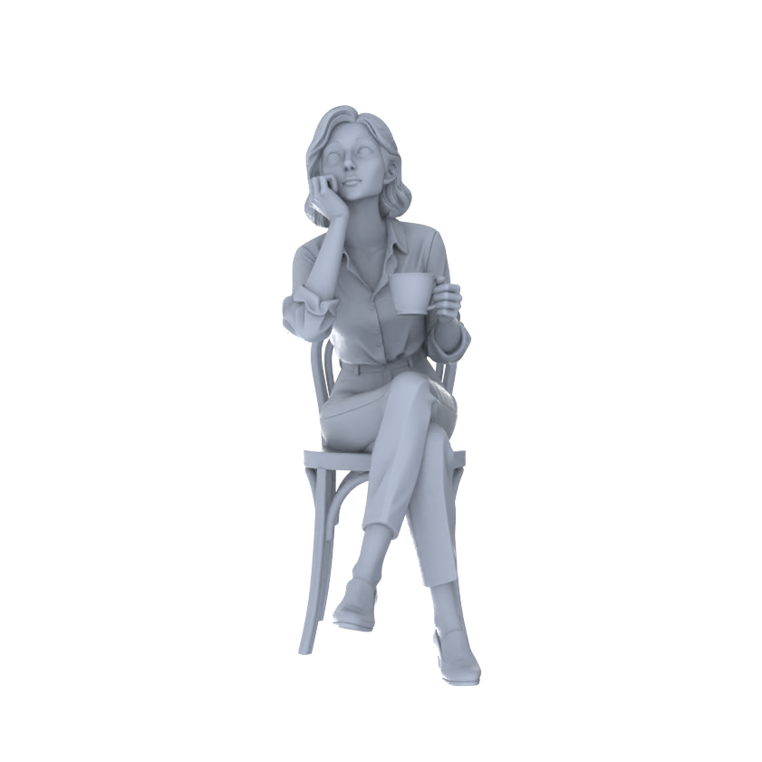 Yao's Studio LYTR226 6-Piece Unpainted Miniature Cafe Scene Set - Seated Leisure Figures Perfect for Bookstore, Office & Shop Dioramas Miniatures Diorama Resin Figures