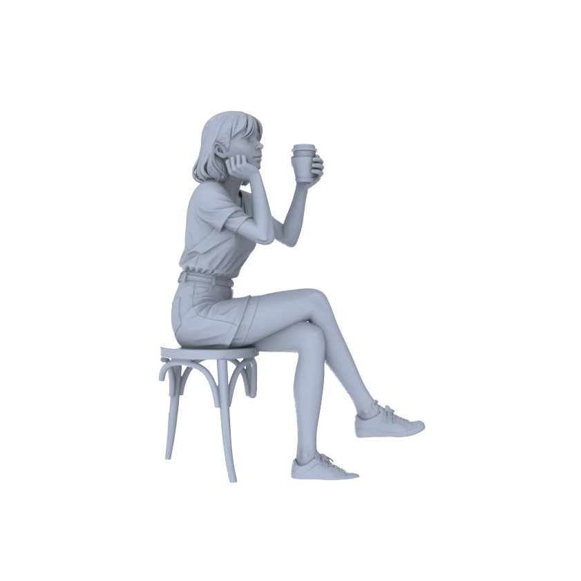 Yao's Studio LYTR226 6-Piece Unpainted Miniature Cafe Scene Set - Seated Leisure Figures Perfect for Bookstore, Office & Shop Dioramas Miniatures Diorama Resin Figures