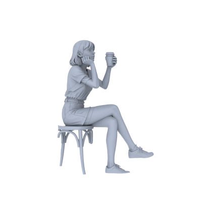 Yao's Studio LYTR226 6-Piece Unpainted Miniature Cafe Scene Set - Seated Leisure Figures Perfect for Bookstore, Office & Shop Dioramas Miniatures Diorama Resin Figures