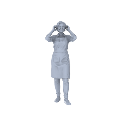 Yao's Studio LYTR228 3-Piece Unpainted Miniature Bakery Set - Apron Staff Perfect for Cafe, Market & Dessert Shop Dioramas Miniatures Diorama Resin Figures
