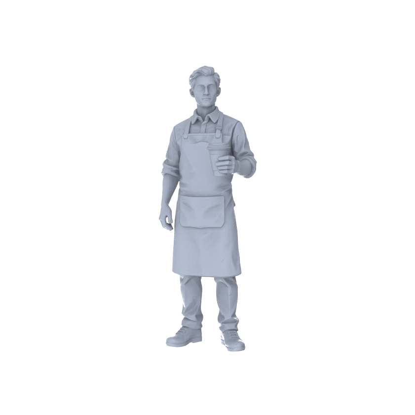 Yao's Studio LYTR230  Miniature Food Service 4-Piece Unpainted Models - Apron Staff Figures for DIY Diorama & Custom Painting Miniatures Diorama Resin Figures