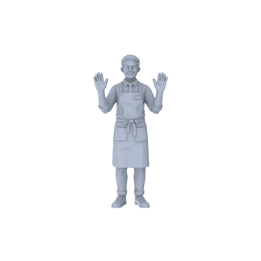 Yao's Studio LYTR231  Unpainted Miniature Urban Scene 2-Piece Set - Apron Welcome Staff for Food Street & Commercial Area Dioramas
 Miniatures Diorama Resin Figures