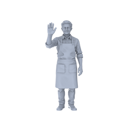 Yao's Studio LYTR231  Unpainted Miniature Urban Scene 2-Piece Set - Apron Welcome Staff for Food Street & Commercial Area Dioramas
 Miniatures Diorama Resin Figures