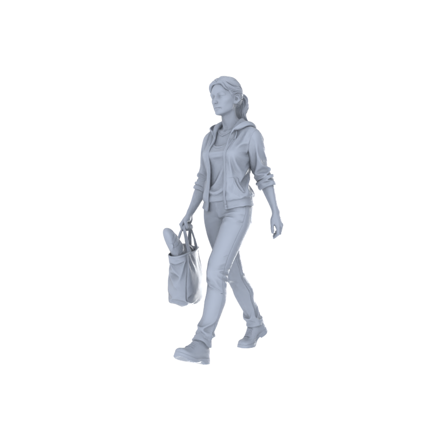 Yao's Studio LYTR232 Unpainted Miniature Commute Street 4-Piece Set - Casual Passersby & Bag-Carrying Pedestrians for Diorama Creation Miniatures Diorama Resin Figures