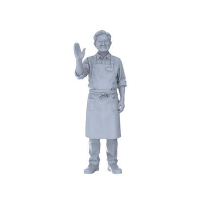 Yao's Studio LYTR236  2-Piece Unpainted Miniature Market Shop Set - Welcome Staff Perfect for Cafe, Restaurant & Creative Market Dioramas Miniatures Diorama Resin Figures