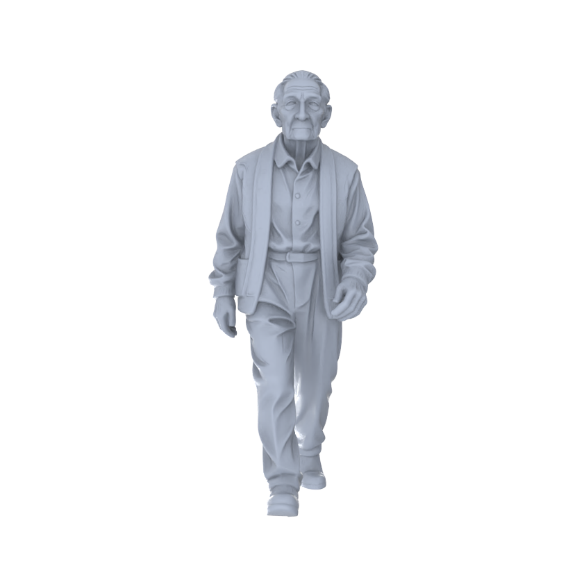 Yao's Studio LYTR240 Miniature Elderly Man Walking Dog 2-Pack, Unpainted Diorama Models for Scene Building & Custom Painting Miniatures Diorama Resin Figures