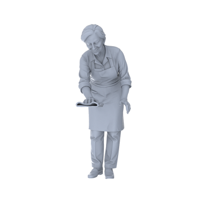 Yao's Studio LYTR241 Multi-Pose Food Service Figure 6-Pack, Unpainted Scene Building Kits for Diorama & Custom Painting Miniatures Diorama Resin Figures