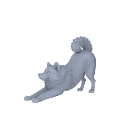Yao's Studio LYTR251  Alaskan Malamute Resin Miniature Model 5-Figure Set, Unpainted Cute Interactive Pet Figures, DIY Painting Scene Decoration Miniatures Diorama Resin Figures