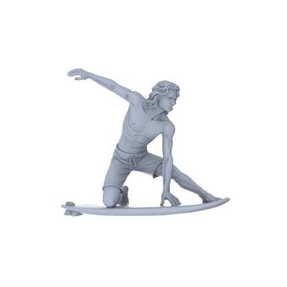 Yao's Studio LYTR146 Surfing Scene Resin Miniature Model 4-Figure Set, Unpainted Surfer Figures, DIY Painting Beach Scene Decoration 1set