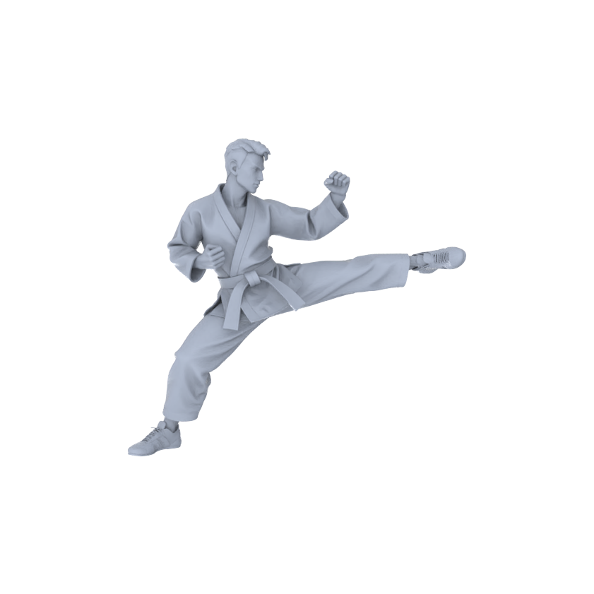 Yao's Studio LYTR150  Karate Practitioners Resin Miniature Model 4-Figure Set, Unpainted Martial Artist Figures, DIY Painting Martial Arts Scene Decoration 1set