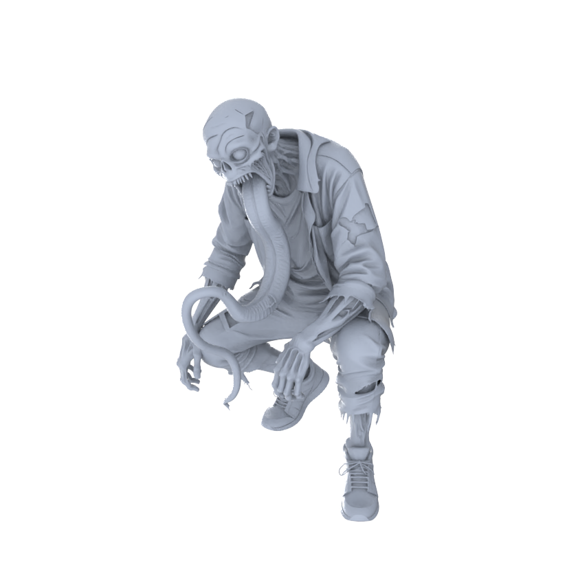 MRY-SFW LYGR110 Long tongue zombie resin white model miniature soldier character model scene character figure hand painted