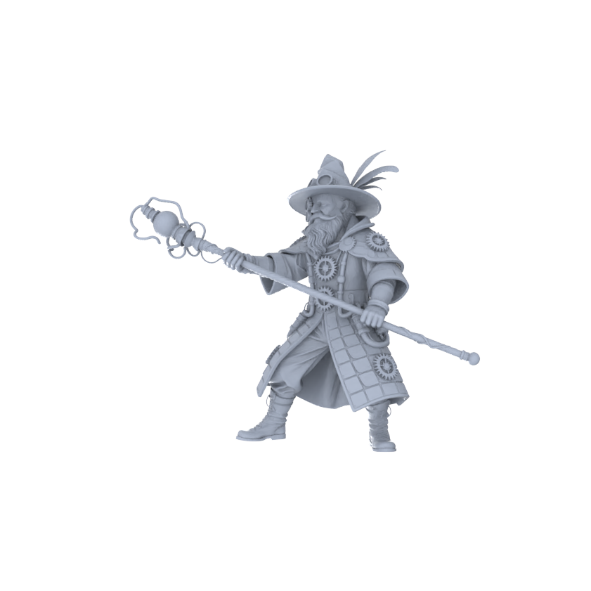 MRY-SFW LYGR075 Medieval Steampunk Mage Magic Theme Wargame Resin White Model Fantasy Theme Theme Wargame Miniature Soldiers Scene Characters Figure Hand-Painted