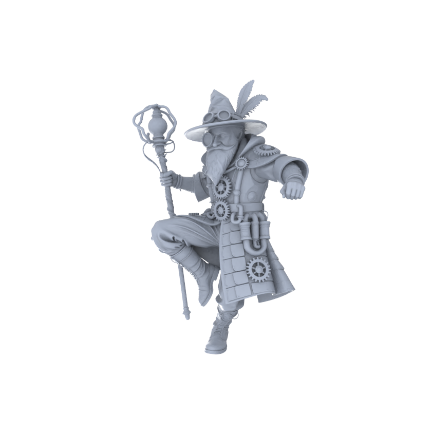 MRY-SFW LYGR075 Medieval Steampunk Mage Magic Theme Wargame Resin White Model Fantasy Theme Theme Wargame Miniature Soldiers Scene Characters Figure Hand-Painted