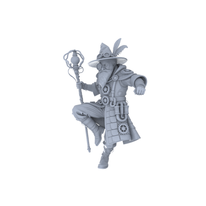 MRY-SFW LYGR075 Medieval Steampunk Mage Magic Theme Wargame Resin White Model Fantasy Theme Theme Wargame Miniature Soldiers Scene Characters Figure Hand-Painted