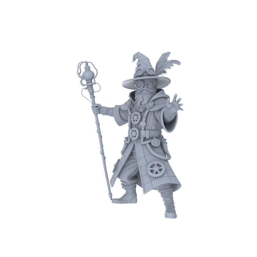 MRY-SFW LYGR075 Medieval Steampunk Mage Magic Theme Wargame Resin White Model Fantasy Theme Theme Wargame Miniature Soldiers Scene Characters Figure Hand-Painted