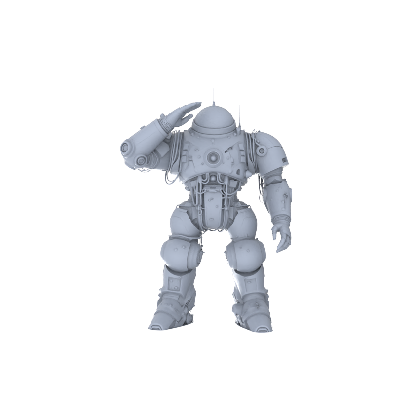 MRY-SFW LYGR132 Wasteland Style Doomsday Robot Salute Motion Game Theme Wargame Resin White Model Wargame Miniature Soldier Scene Character Hand Figure Hand Painted