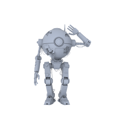 MRY-SFW LYGR132 Wasteland Style Doomsday Robot Salute Motion Game Theme Wargame Resin White Model Wargame Miniature Soldier Scene Character Hand Figure Hand Painted