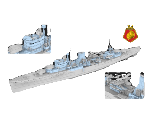 Flyhawk FH1108 1/700 HMS Achilles 1939 Plastic Model Kit – LCD 3D printed resin model kit, image 2