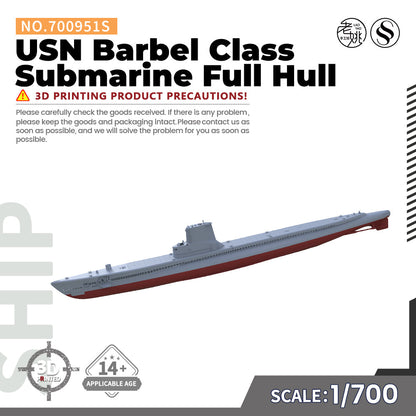 SSMODEL 951 1/700(600,720,800,900) Military Warship Model Kit US Navy Whitefish Class Submarine